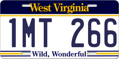 WV license plate 1MT266