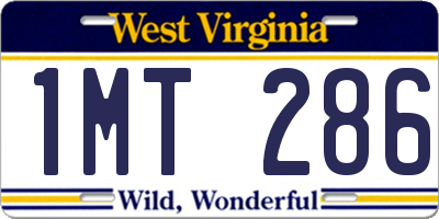 WV license plate 1MT286