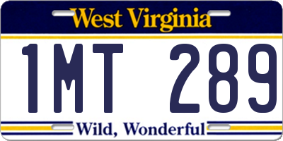 WV license plate 1MT289