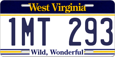 WV license plate 1MT293