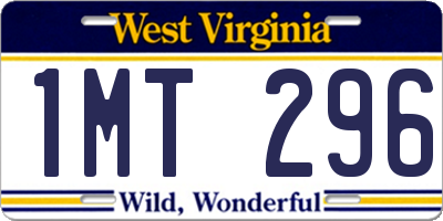 WV license plate 1MT296