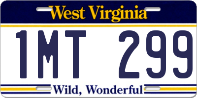 WV license plate 1MT299