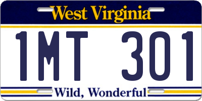 WV license plate 1MT301