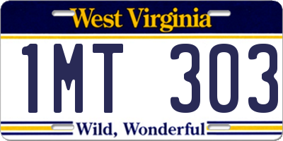 WV license plate 1MT303