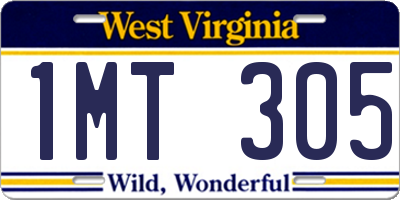 WV license plate 1MT305