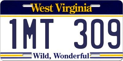 WV license plate 1MT309
