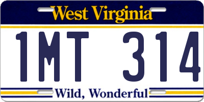 WV license plate 1MT314