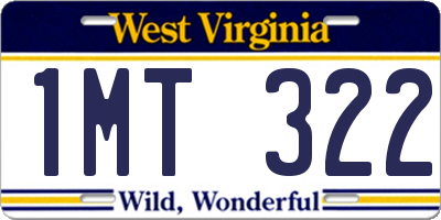 WV license plate 1MT322