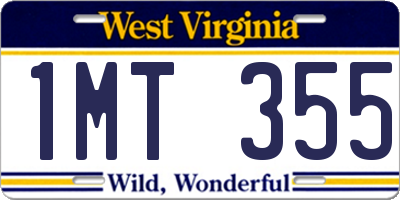 WV license plate 1MT355