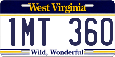 WV license plate 1MT360