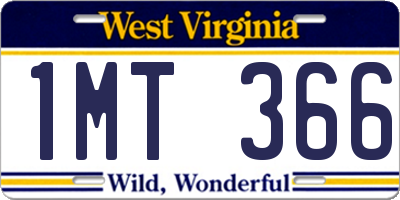 WV license plate 1MT366
