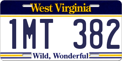 WV license plate 1MT382