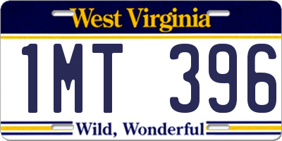 WV license plate 1MT396