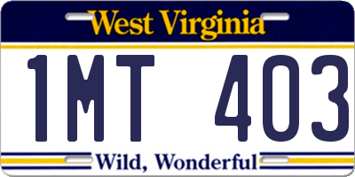 WV license plate 1MT403