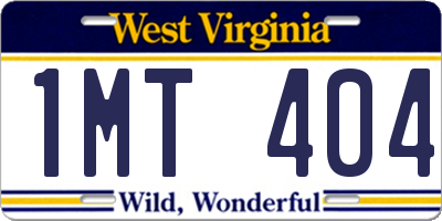 WV license plate 1MT404