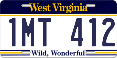 WV license plate 1MT412