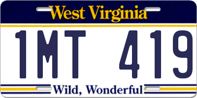 WV license plate 1MT419