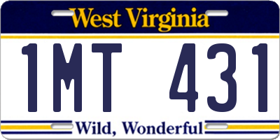 WV license plate 1MT431