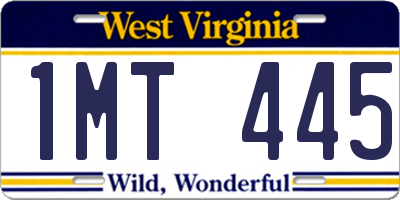 WV license plate 1MT445