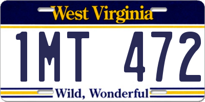 WV license plate 1MT472