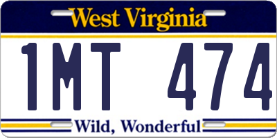 WV license plate 1MT474