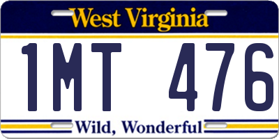 WV license plate 1MT476