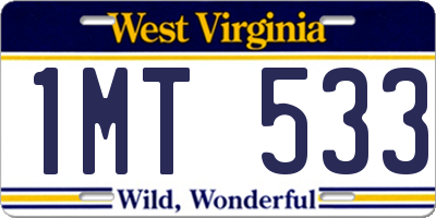 WV license plate 1MT533