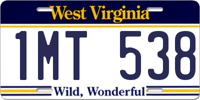 WV license plate 1MT538