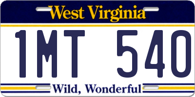 WV license plate 1MT540