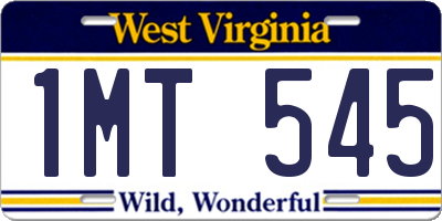 WV license plate 1MT545