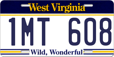 WV license plate 1MT608