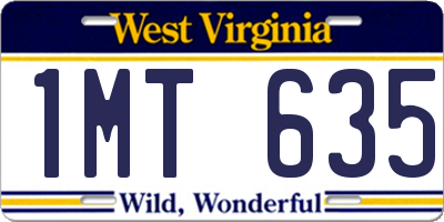 WV license plate 1MT635