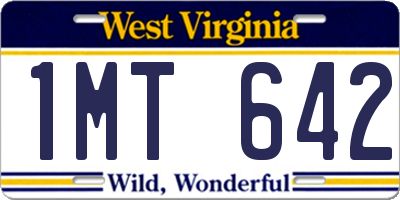 WV license plate 1MT642