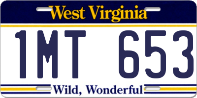 WV license plate 1MT653