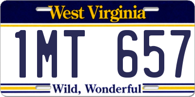 WV license plate 1MT657