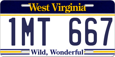 WV license plate 1MT667