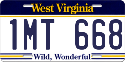 WV license plate 1MT668