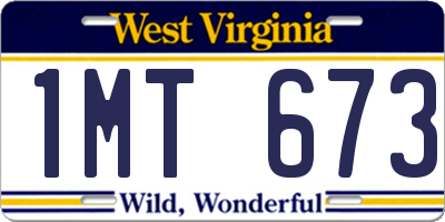 WV license plate 1MT673