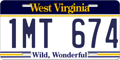 WV license plate 1MT674