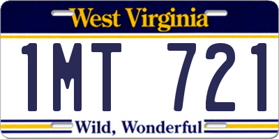 WV license plate 1MT721