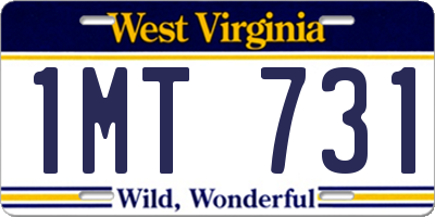 WV license plate 1MT731