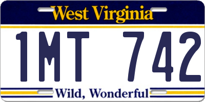 WV license plate 1MT742