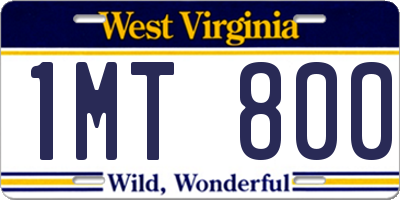 WV license plate 1MT800