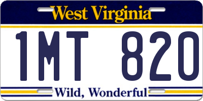 WV license plate 1MT820
