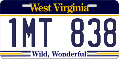 WV license plate 1MT838