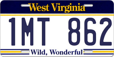 WV license plate 1MT862