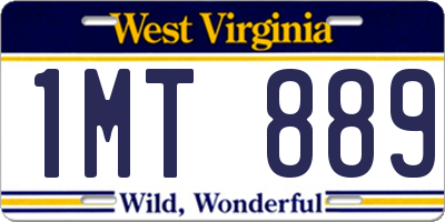WV license plate 1MT889
