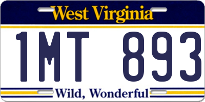 WV license plate 1MT893