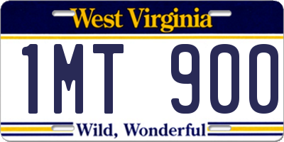 WV license plate 1MT900