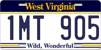 WV license plate 1MT905